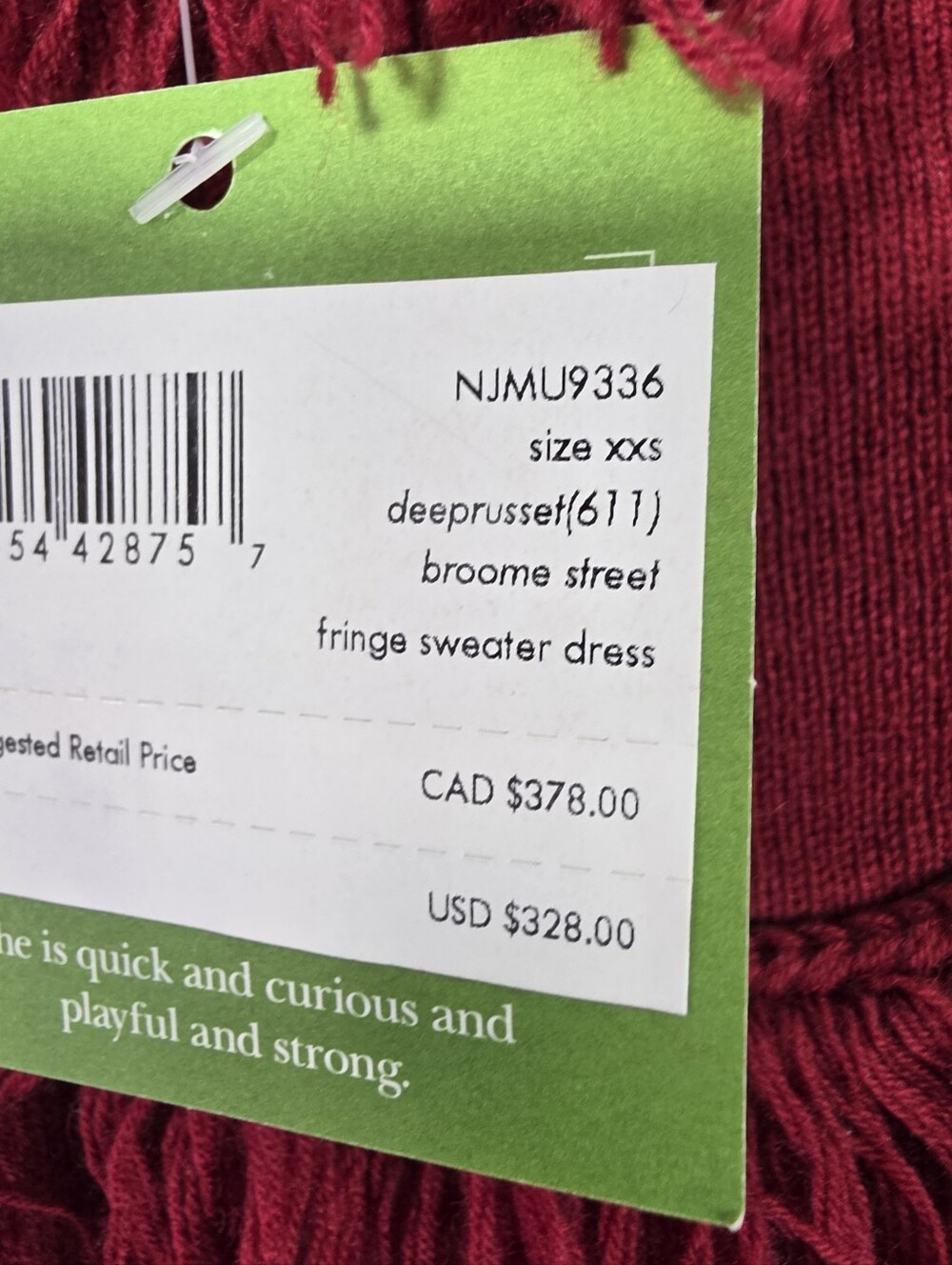 kate spade Burgundy Fringe-Trim Knit Dress - Picture 5 of 9